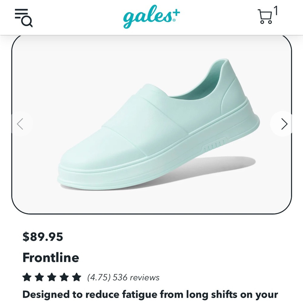 EUC women’s Gales Frontline nursing shoe, limited edition Mint color size 8.5